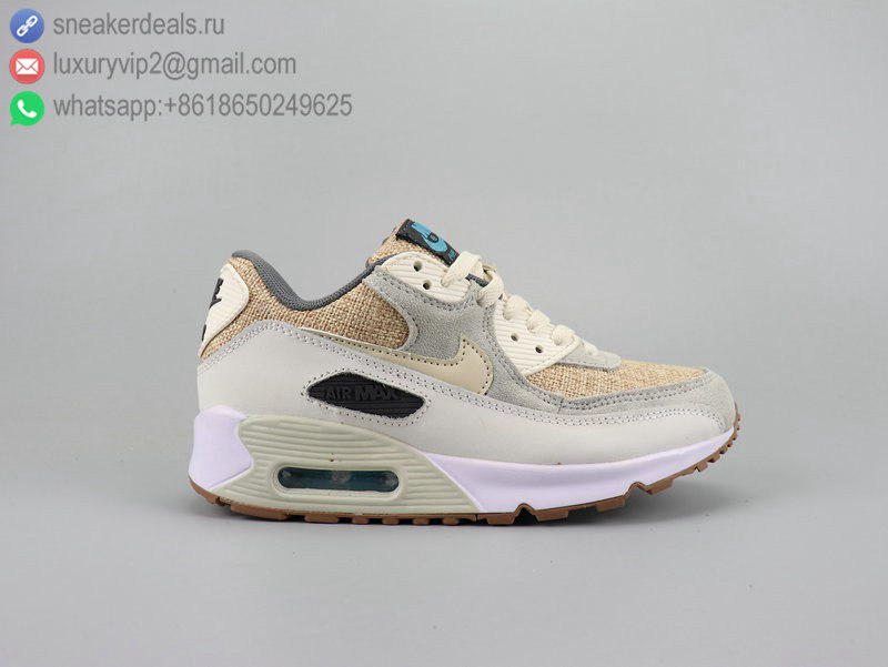 WMNS NIKE AIR MAX 90 GREY BROWN LEATHER WOMEN RUNNING SHOES